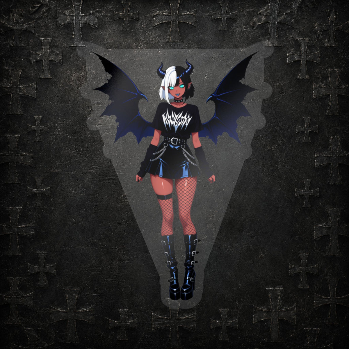 Goth Punk Emo Demon Girl Kiss-Cut Vinyl Decal | Sticker