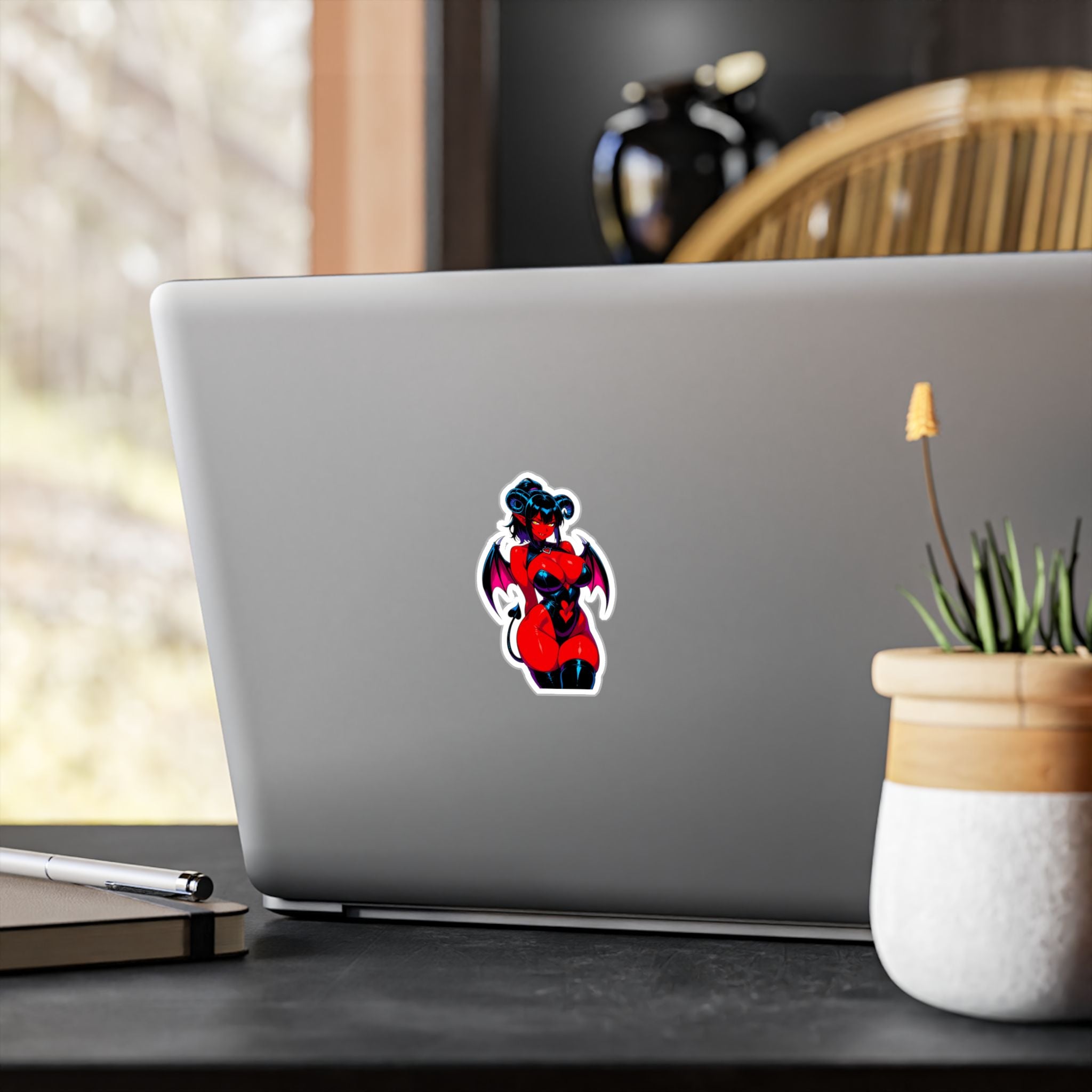 Succubus Vinyl Sticker — Kiss-Cut Red Demoness Decal