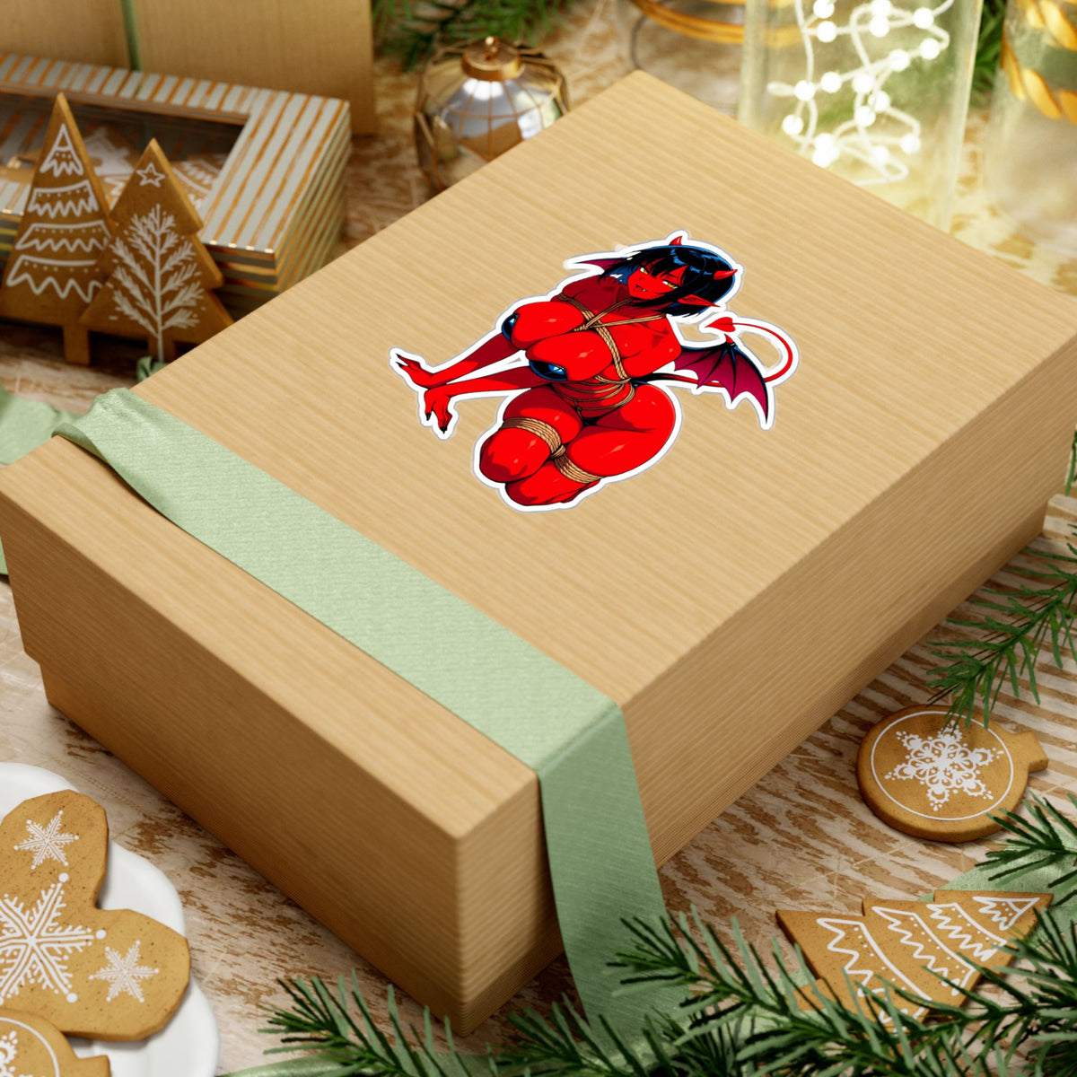 Red Succubus Shibari Sticker | Fantasy Demon Girl Vinyl Decal