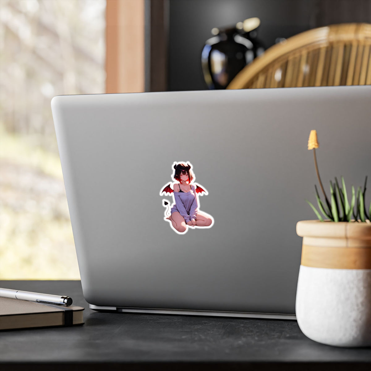 Cozy Soft Succubus Waifu Lofi Anime Sticker | Comfy Oversized Sweater Vinyl Die-Cut