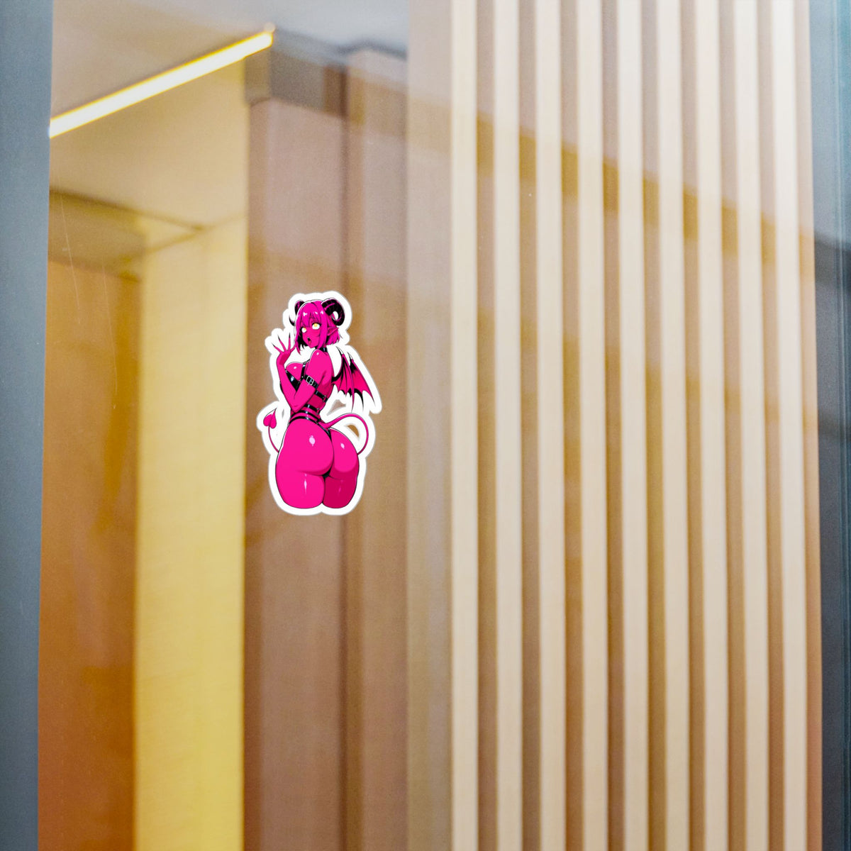Pink Succubus Anime Sticker - Lewd Demon Girl Vinyl Decal - NSFW Waifu Laptop, Window, Car, Bottle Sticker