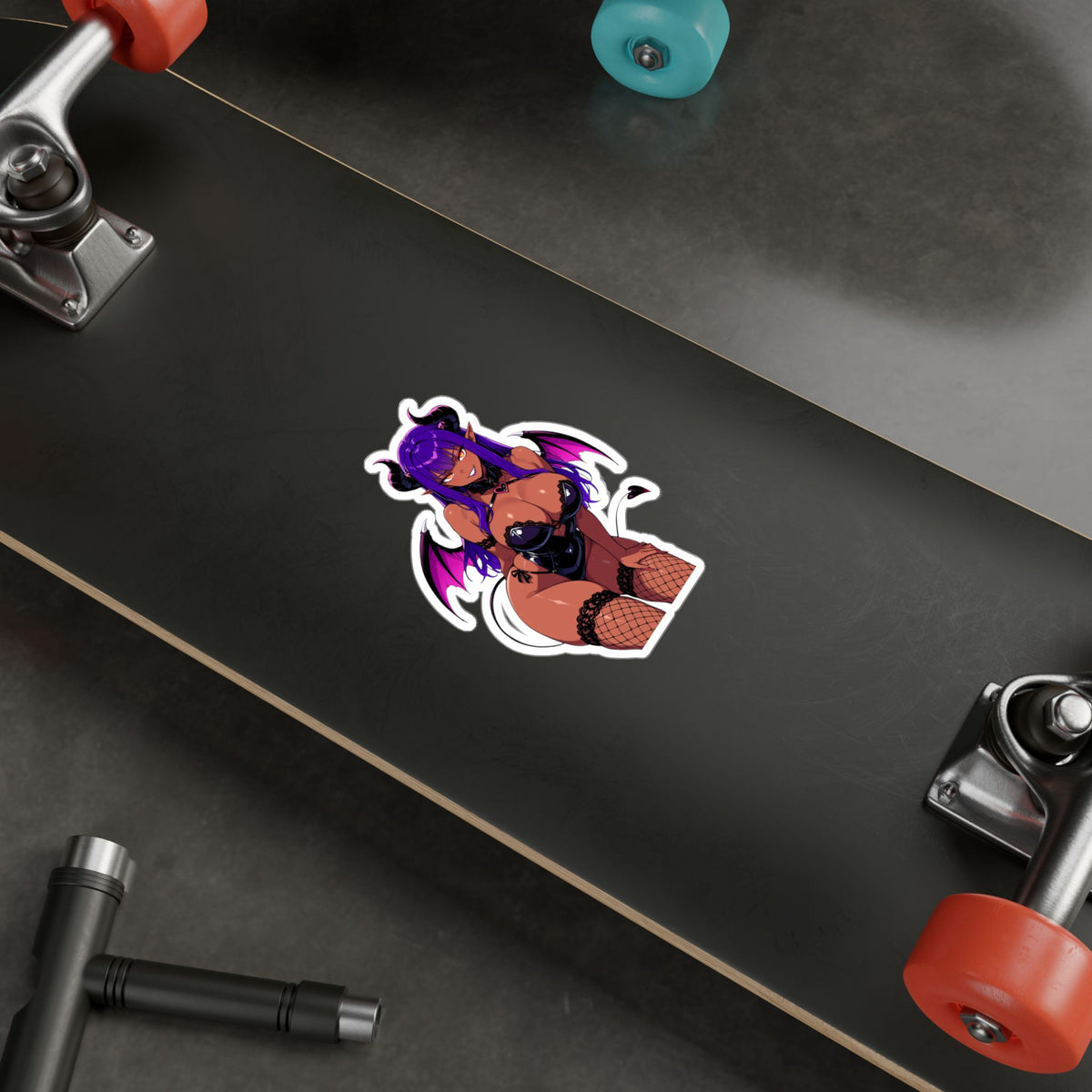 Purple Hair Tan Succubus Sticker Kiss-Cut Vinyl Decal | Anime Demon Girl