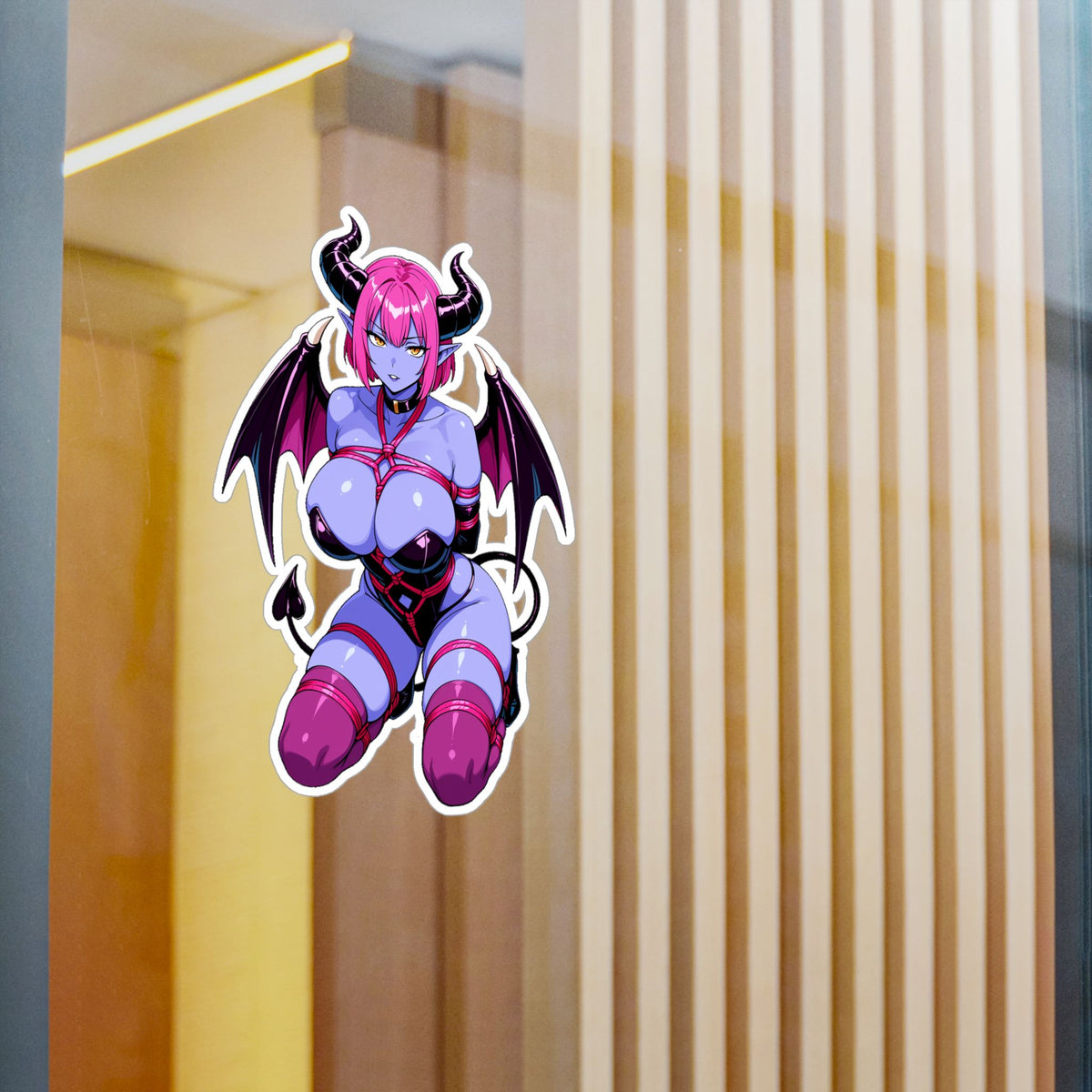 Purple Succubus Shibari Sticker - Lewd Anime Demon Girl Vinyl Decal - NSFW Waifu
