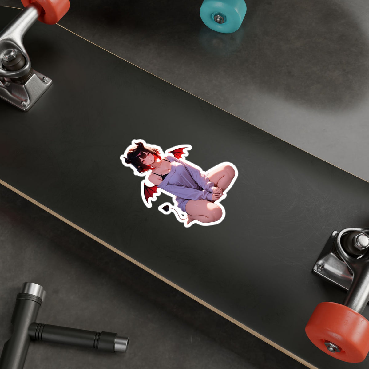 Cozy Soft Succubus Waifu Lofi Anime Sticker | Comfy Oversized Sweater Vinyl Die-Cut