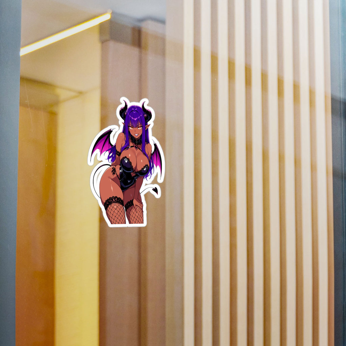Purple Hair Tan Succubus Sticker Kiss-Cut Vinyl Decal | Anime Demon Girl